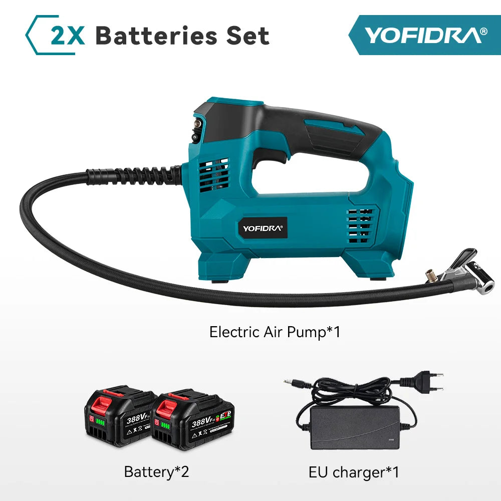 YOFIDRA High Pressure Air Inflatable Tire Inflator Compressor Digital Display Cordless Car Tyre Inflator For Makita Battery Pin