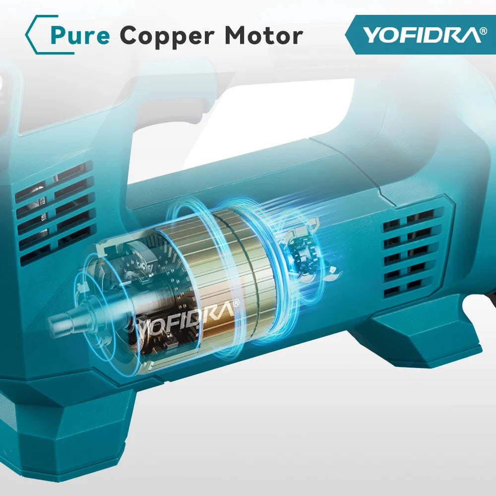 YOFIDRA High Pressure Air Inflatable Tire Inflator Compressor Digital Display Cordless Car Tyre Inflator For Makita Battery Pin